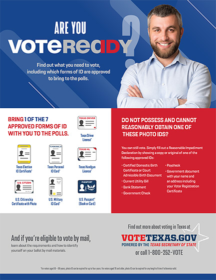 Votetexas Gov Required Identification For Voting In Person